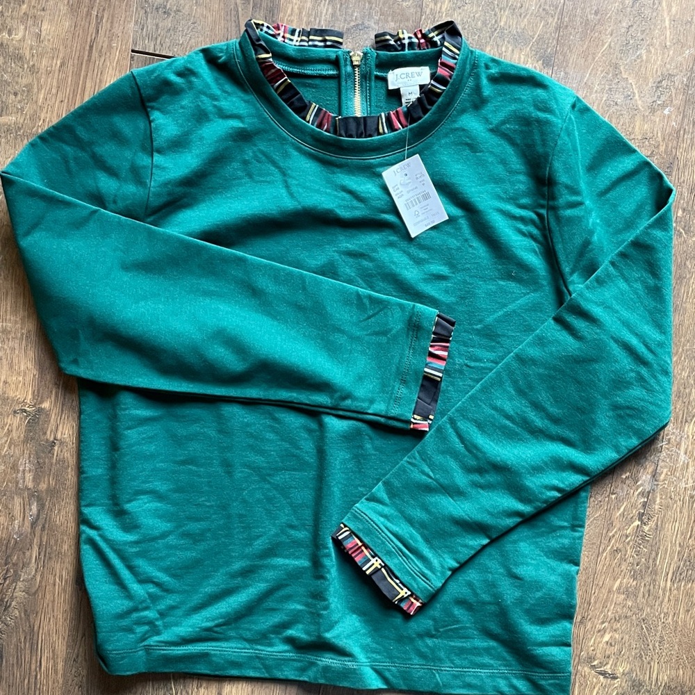 J. Crew Tartan Ruffle-collar Pullover